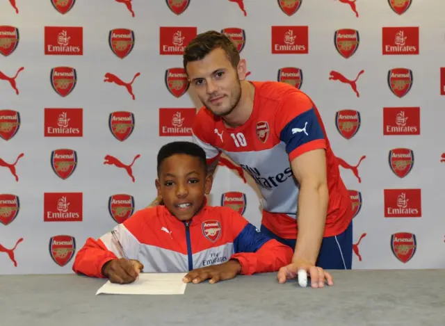 Myles Lewis-Skelly signs for Arsenal Academy in 2015 alongside Jack Wilshere