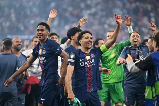 PSG players celebrate
