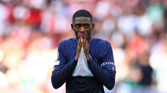 Ousmane Dembele of Paris Saint-Germain reacts