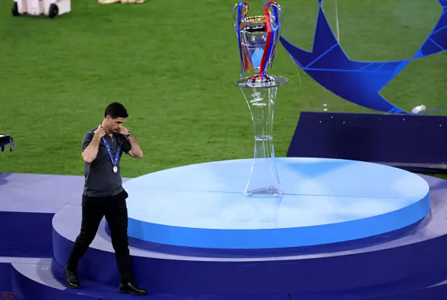 Mikel Arteta, Manager of Arsenal, walks