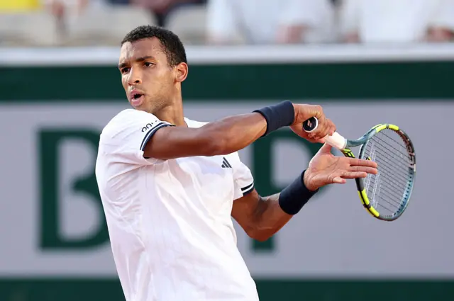 Felix Auger-Aliassime in action at the French Open