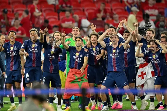 Paris Saint-Germain's players celebrate