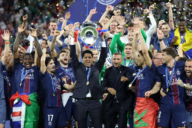 Nasser Al-Khelaifi owner of Paris Saint-Germain with the European Cup