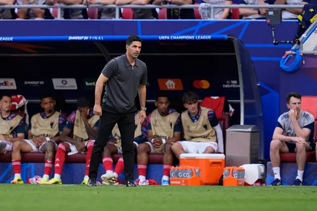 Mikel Arteta, head coach of Arsenal FC, gestures