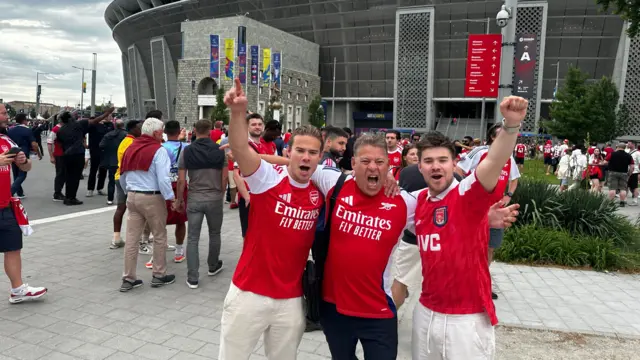 David and his son's Arsenal fans in Budapest