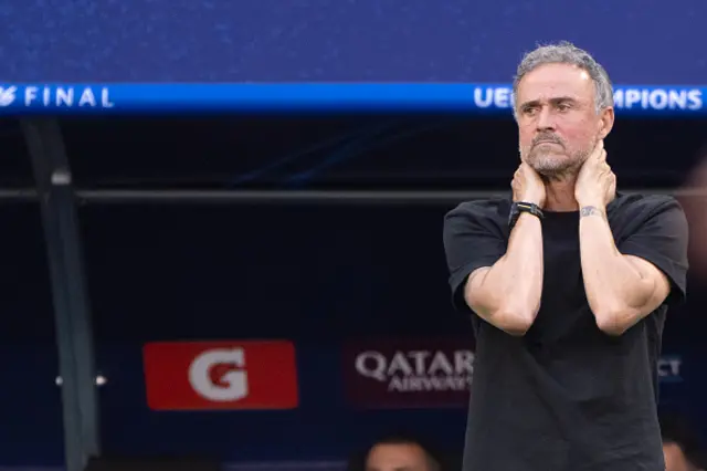 Paris Saint-Germain's Spanish head coach Luis Enrique reacts