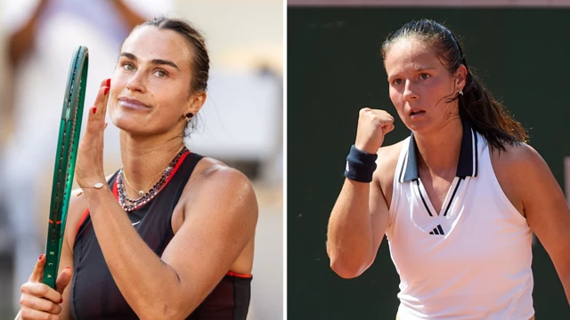 A split picture of Aryna Sabalenk and Daria Kasatkina