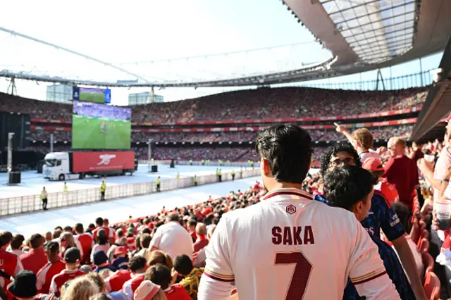 A general view of the inside of the stadium as the Arsenal Fans Watch The UEFA Champions League Final