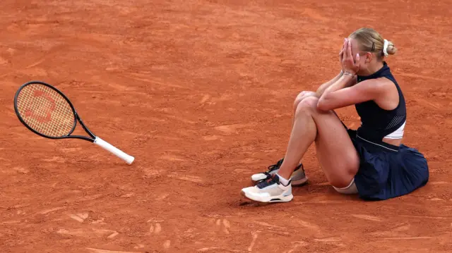 Anastasia Potapova celebrates