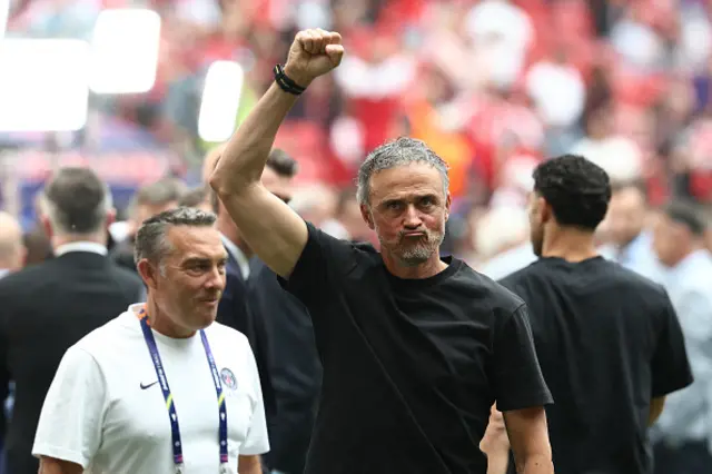 Paris Saint-Germain's Spanish head coach Luis Enrique gestures
