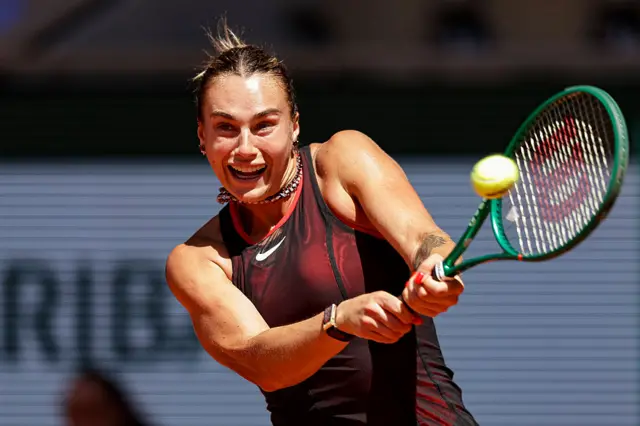 Aryna Sabalenka in action at the French Open