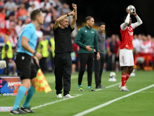 Luis Enrique, Head Coach of Paris Saint-Germain, gestures