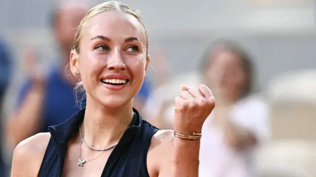 Anastasia Potapova celebrates