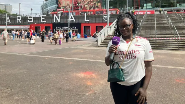 Arsenal fan Shanay Walters outside the Emirates