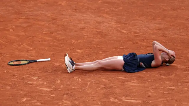 Anastasia Potapova celebrates