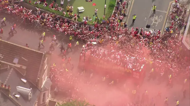 The bus route seen from the air