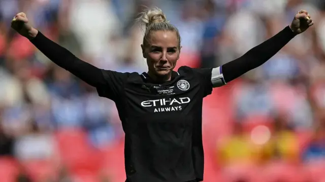 Alex Greenwood celebrates after scoring her team's second goal
