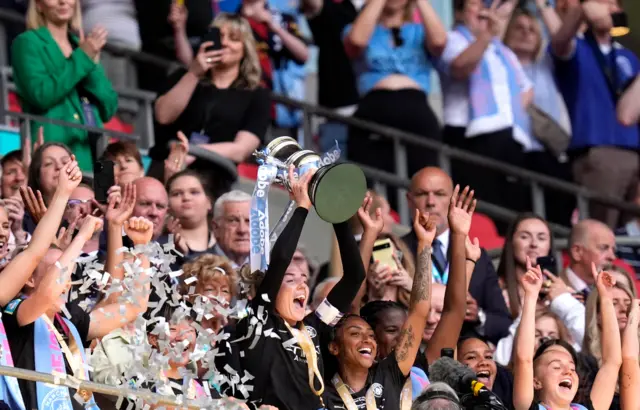 Manchester City's Alex Greenwood salutes the fans following the Adobe Women's FA Cup final at Wembley Stadium,