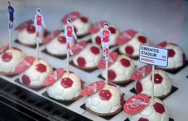 Arsenal decorated chocolates with sticks of players coming from their centres