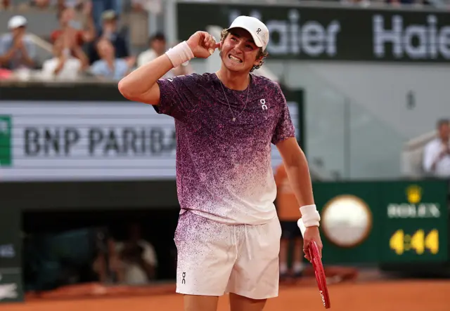 Joao Fonseca in action at the 2026 French Open