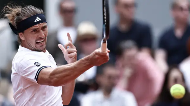 Alexander Zverev hits a forehand