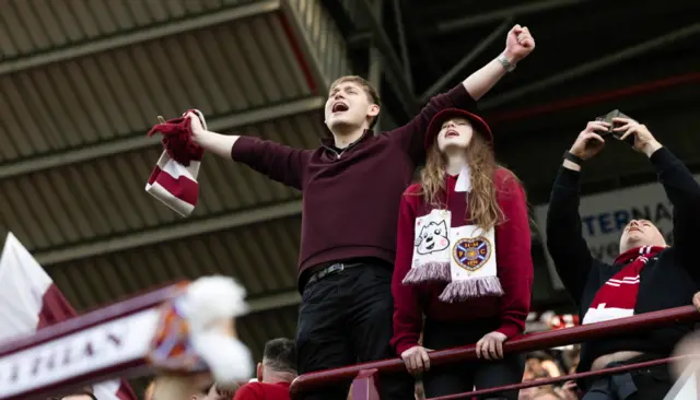 Hearts fans celebrate