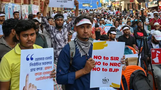 Votadhikar Rokkha Mancha organized a protest rally demanding the restoration of voting rights for those removed from the voter list during Special Intensive Revision (SIR) process roll out on 14 April in Kolkata.