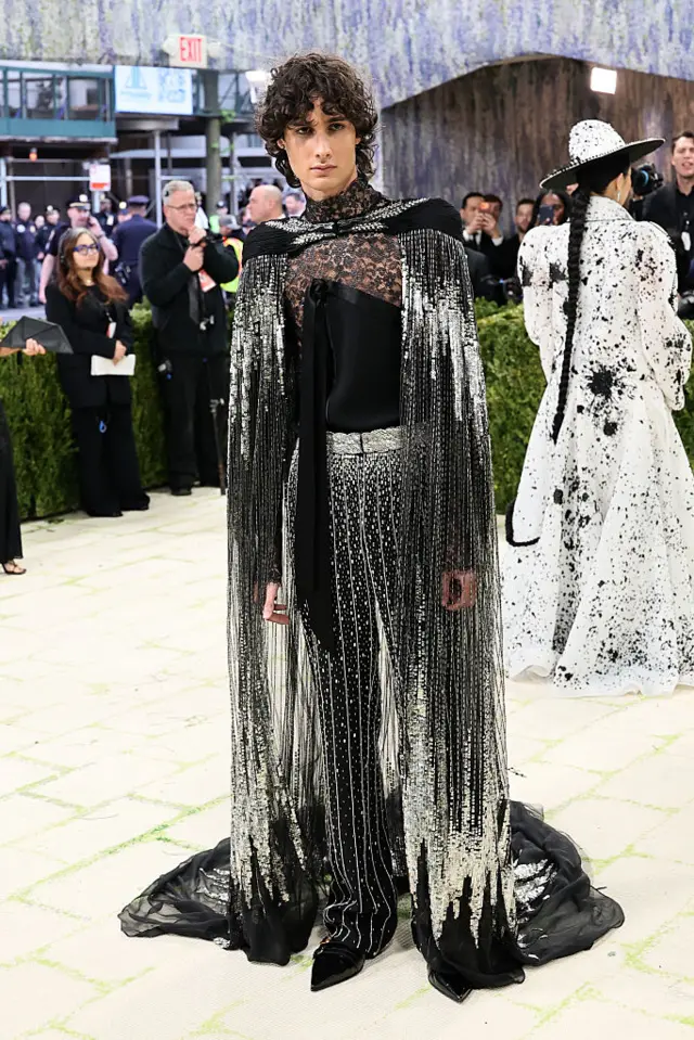 Singer Sombr in silver and black