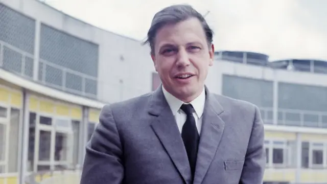 David Attenborough at BBC Television Centre, 1967, London.