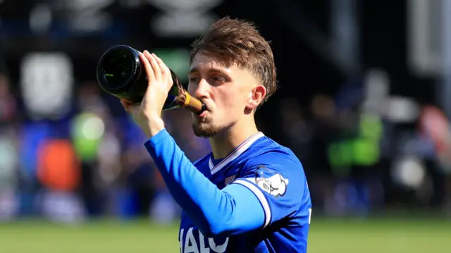 Ipswich Town's Dan Neil celebrates on the pitch after the Sky Bet Championship match at Portman Road, Ipswich