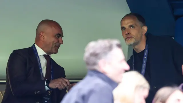 Roberto Martinez and Thomas Tuchel in the stands