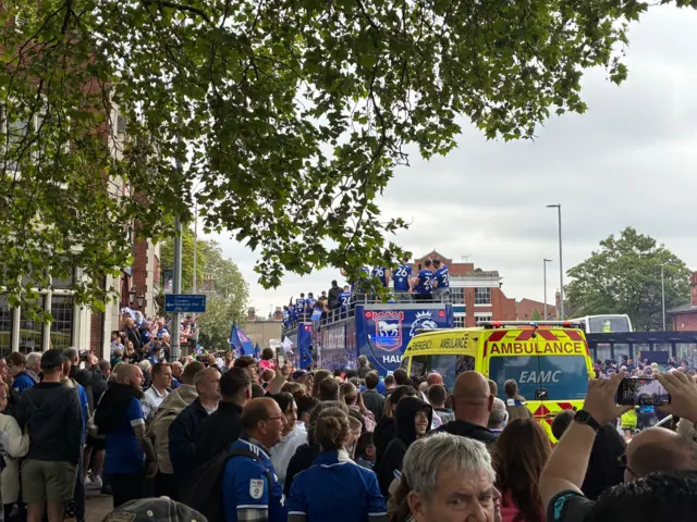 An Ipswich Town bus on the parade route