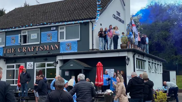 Celebrations outside the Craftsman pub