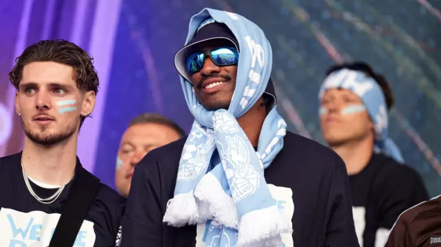 Coventry City's Haji Wright during a victory parade