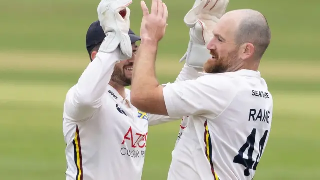 Durham celebrate taking wicket