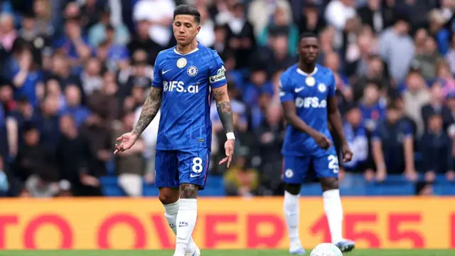 Enzo Fernandez of Chelsea looks dejected