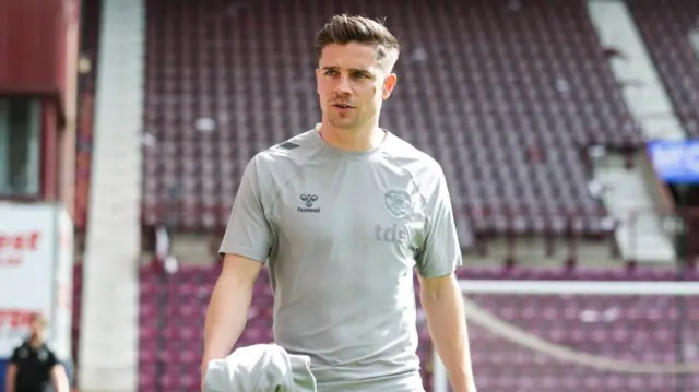 Cammy Devlin arrives at Tynecastle