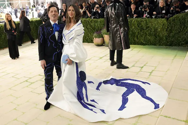 Google co-founder Sergey Brin and Gerelyn Gilbert-Soto on the red carpet