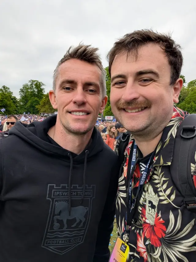 A selfie of Kieran McKenna and BBC reporter Jack Maclean