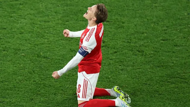 Odegaard celebrating