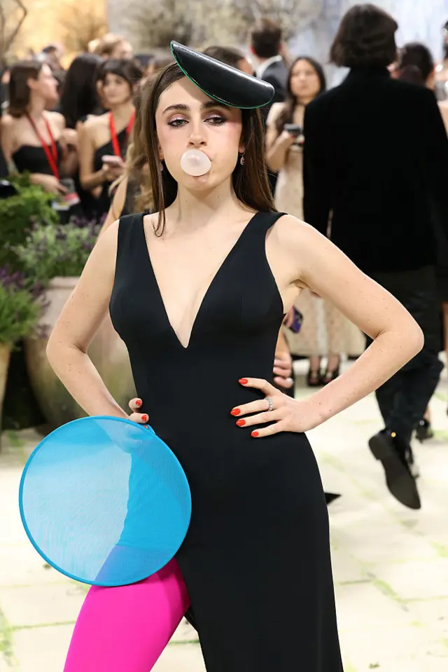 Actress Rachel Sennott in a pop art costume
