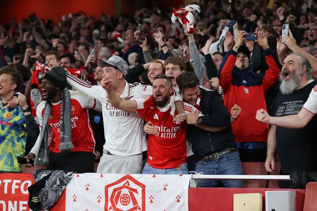 Arsenal fans celebrate