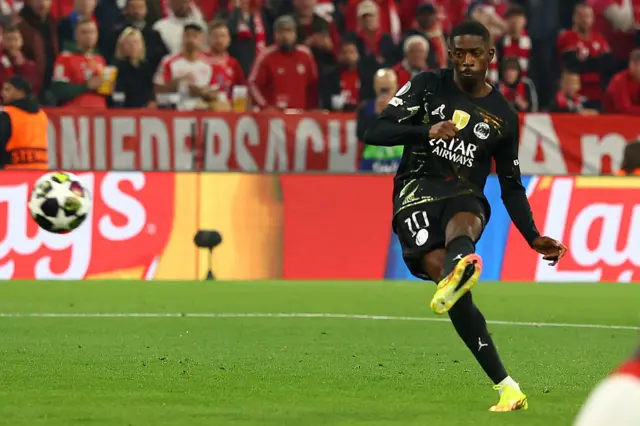 Ousmane Dembele of Paris Saint-Germain scores a goal