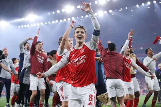 Martin Odegaard of Arsenal celebrates