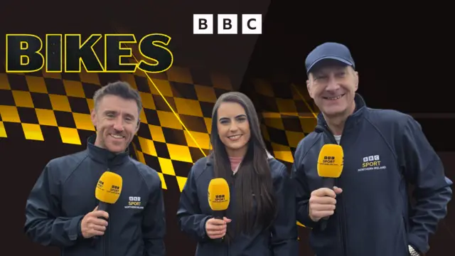 Lee Johnston, Alanna Maher and BBC Sport NI presenter Stephen Watson