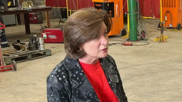 Eluned Morgan being interviewed