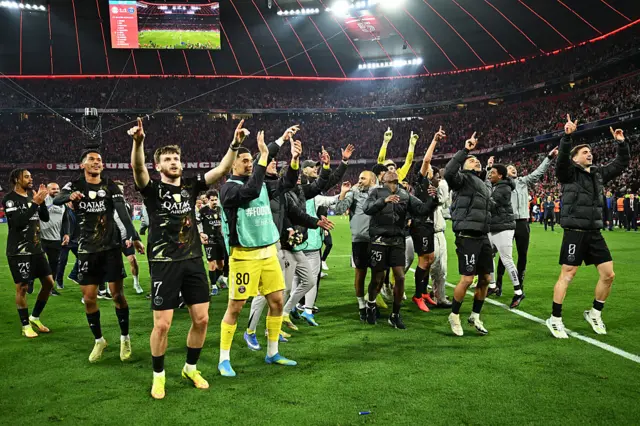 Players of Paris Saint-Germain celebrate