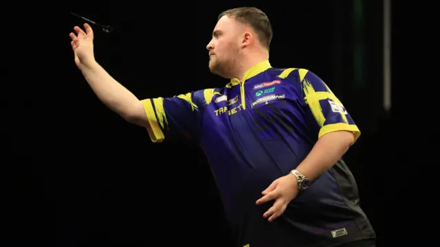 Luke Littler during his match against Michael van Gerwen on night fourteen of the BetMGM Premier League 2026 at First Direct Bank, Leeds