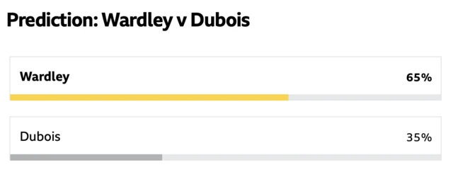 Public vote for who will win between Fabio Wardley 65% and Daniel Dubois 35%
