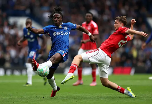 James McAtee plays against Chelsea